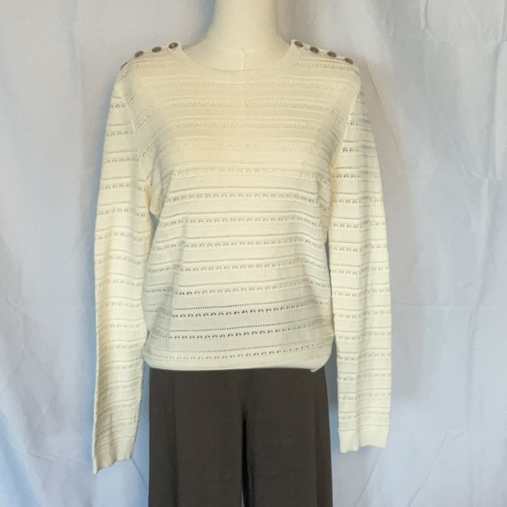 Maje white sweater w/gold buttons size 2
